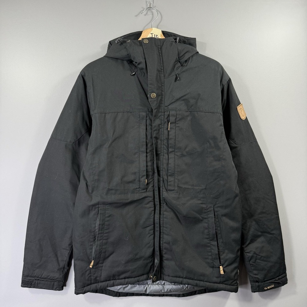 Fjallraven Skogso Padded Jacket Mens Medium Black G-1000 Hooded Parka Insulated